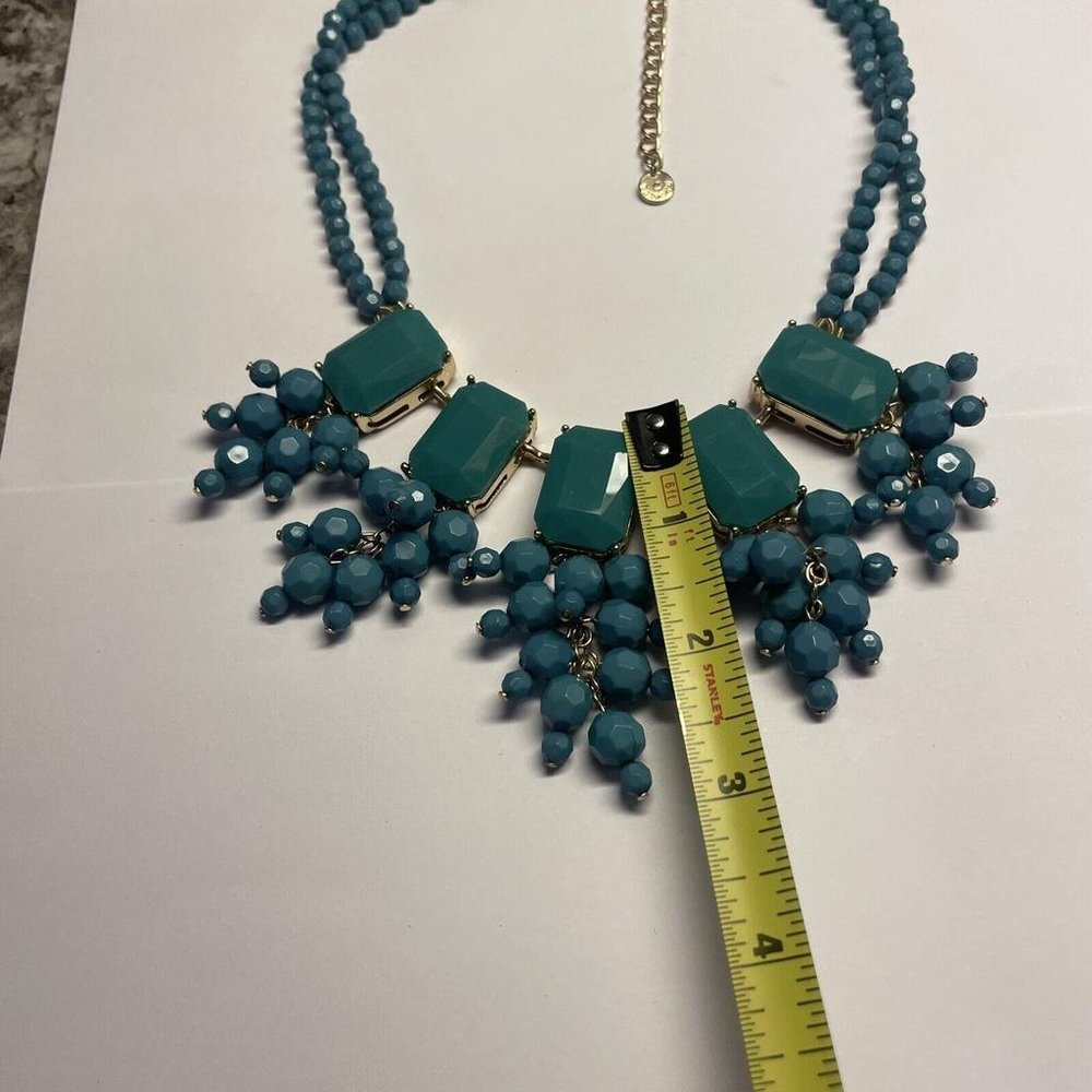 Signed T - Talbots Blue Beaded Statement Costume … - image 6